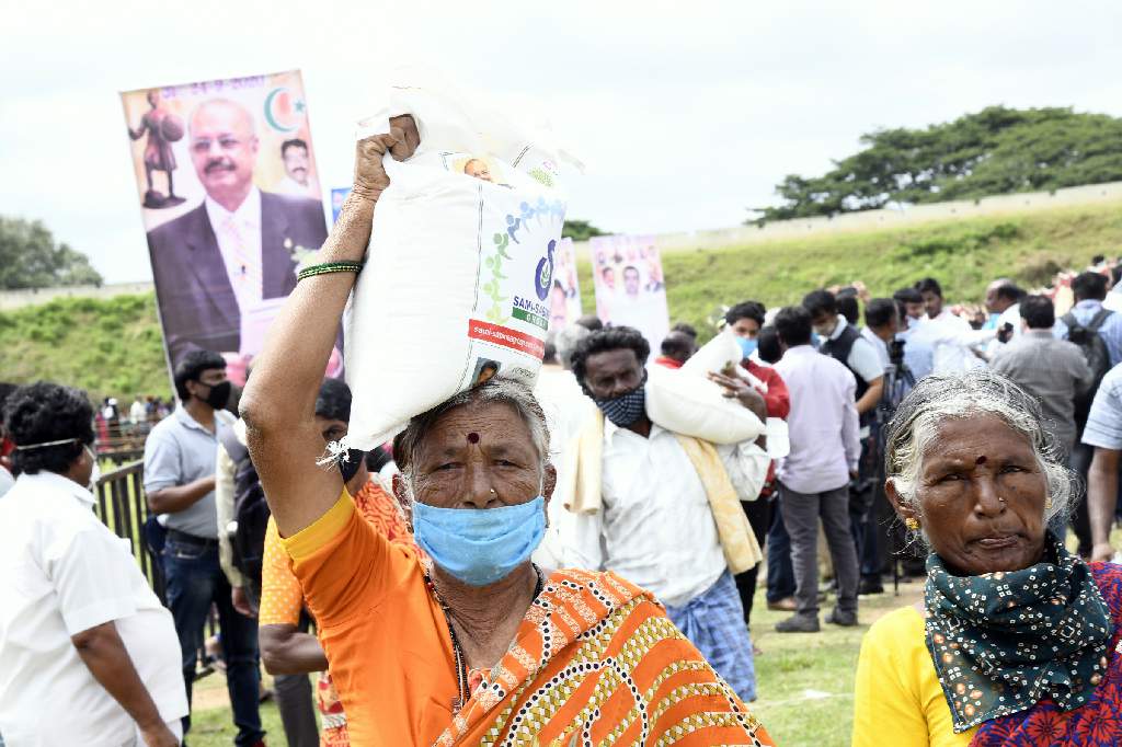 Dr. Majeed Foundation distributes rice bags to the needy communities in Magadi, Karnataka