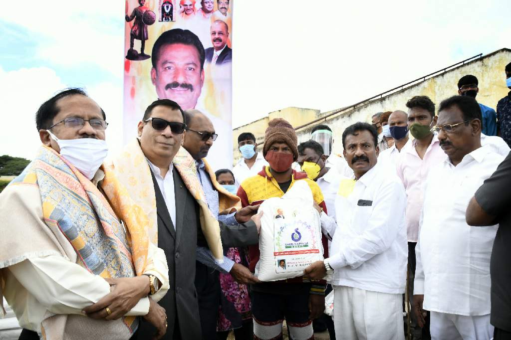 Dr. Majeed Foundation distributes rice bags to the needy communities in Magadi, Karnataka